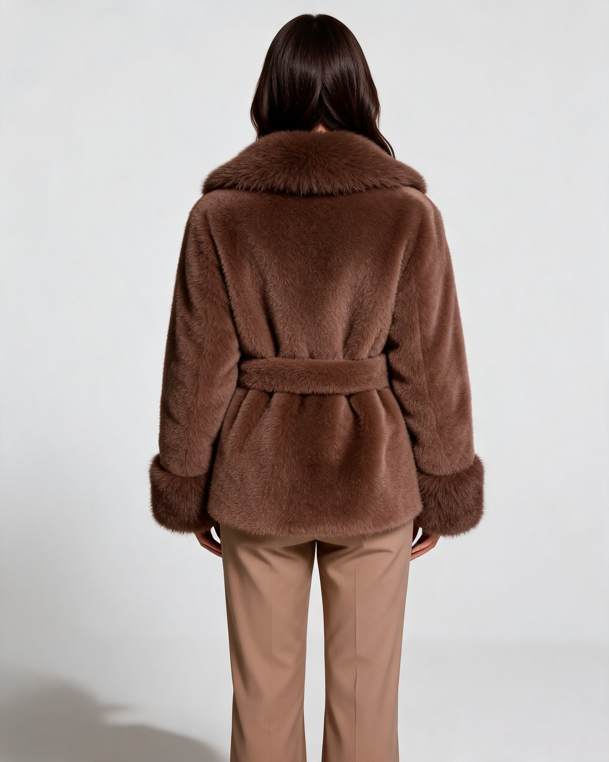 Faux Fur Coat – Isabella Belted Faux Fur Coat