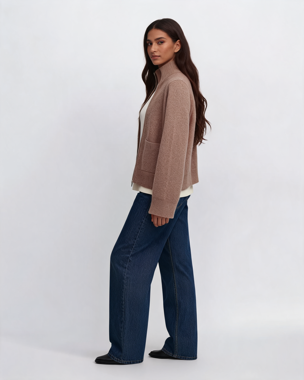 Women's Knit Cardigan – Emilia Zip Front Sweater