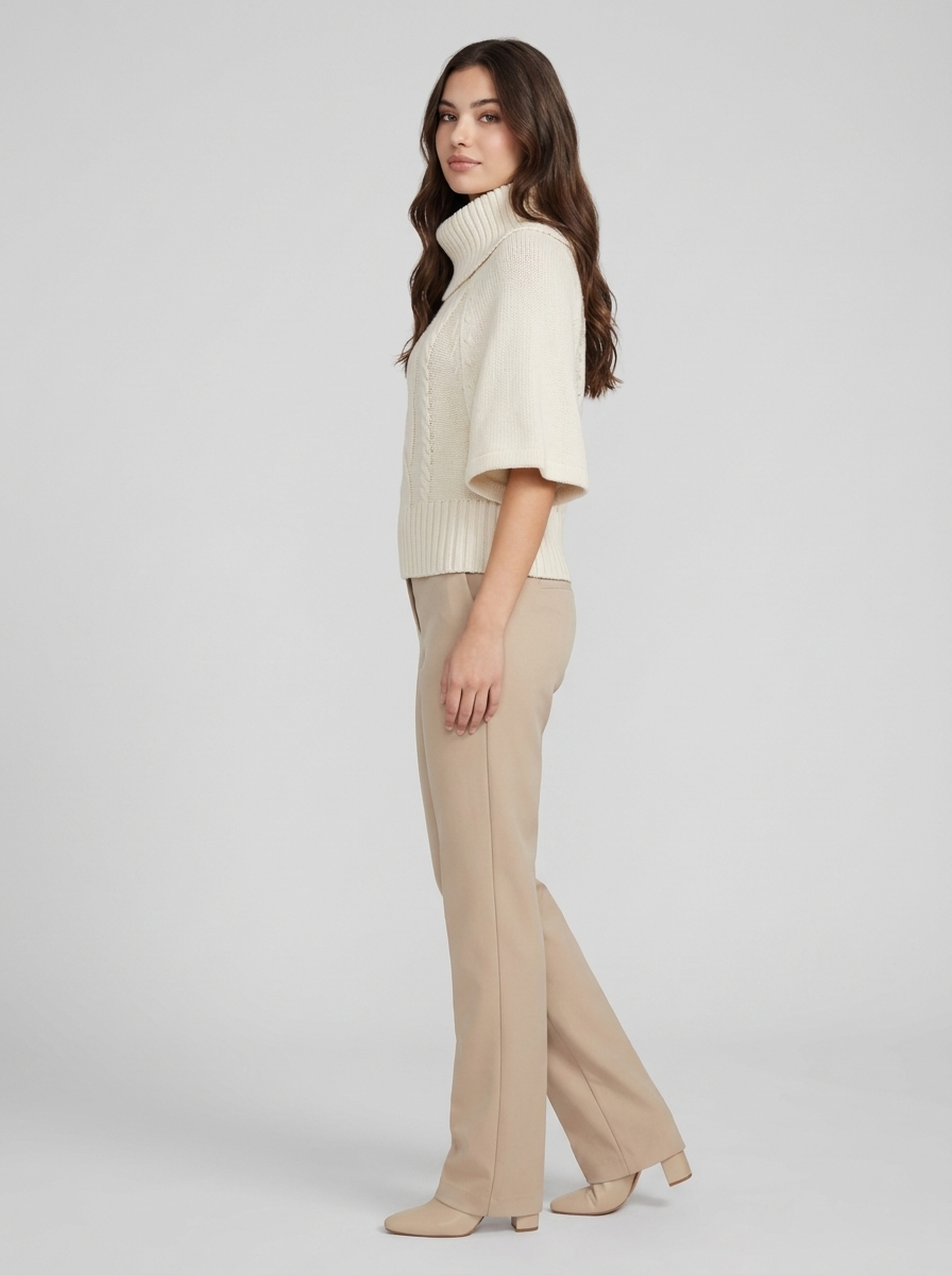 Turtleneck Sweater – Emilia Cable Knit Wool Blend Jumper