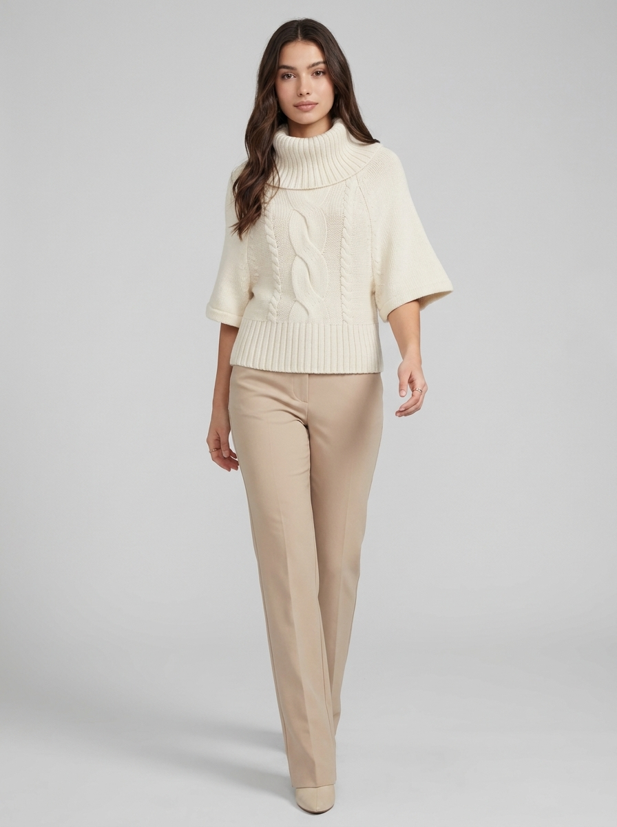 Turtleneck Sweater – Emilia Cable Knit Wool Blend Jumper