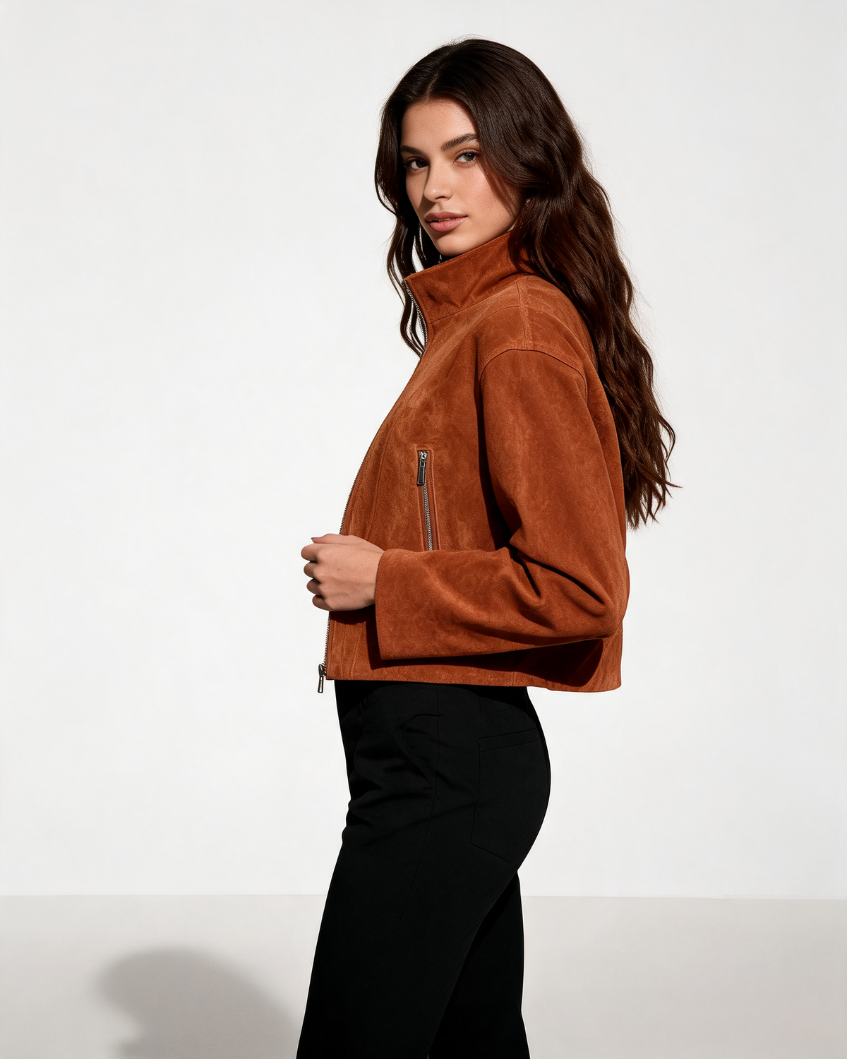 Leather Jacket – Alessia High Neck Leather Jacket