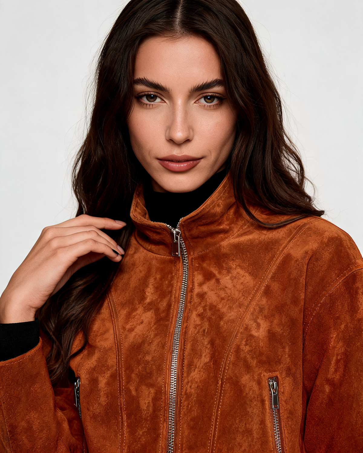 Leather Jacket – Alessia High Neck Leather Jacket