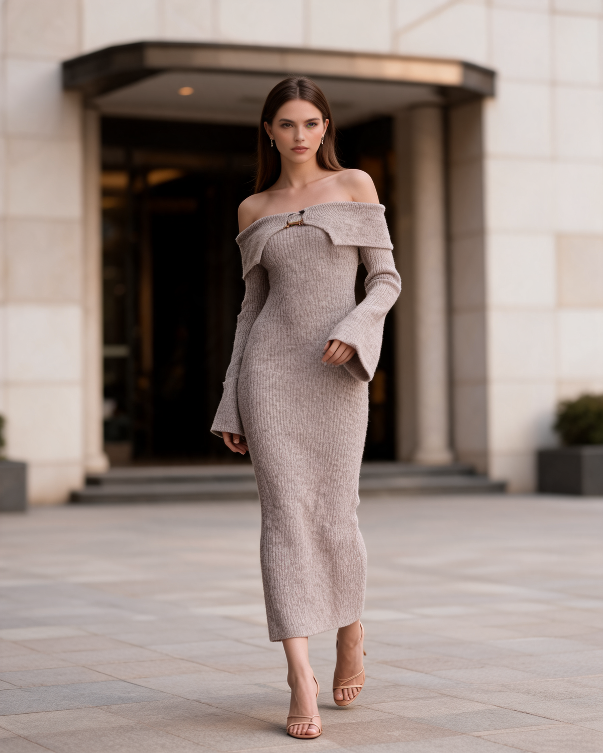 Knitted Dress – Alexandra Off Shoulder