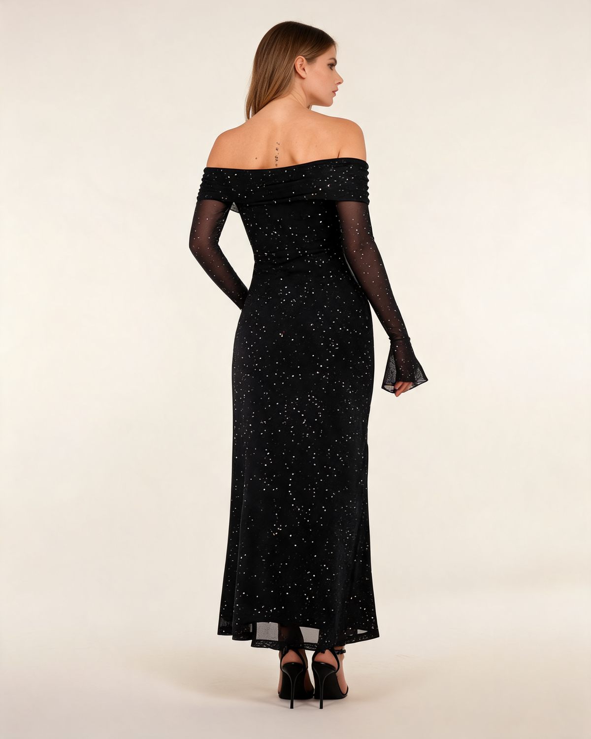 Glitter Dress – Isabeau Off Shoulder Maxi