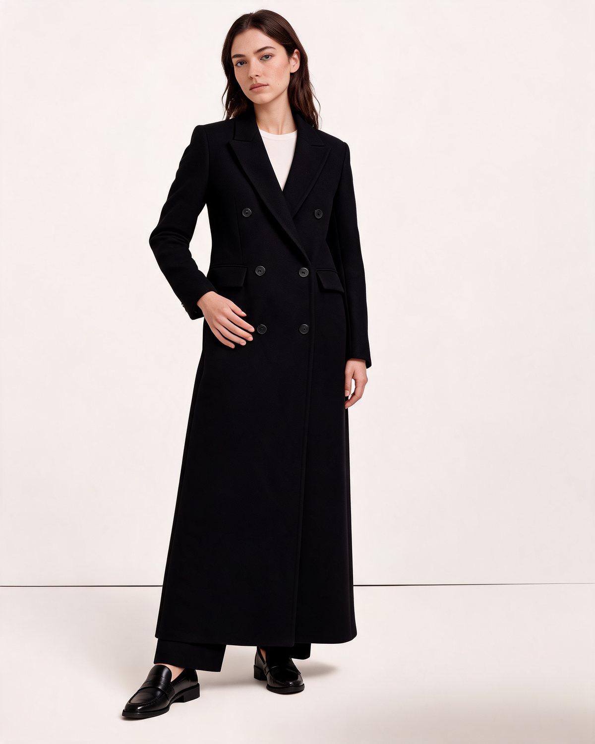 Long Coat – Genevieve Double-Breasted Maxi
