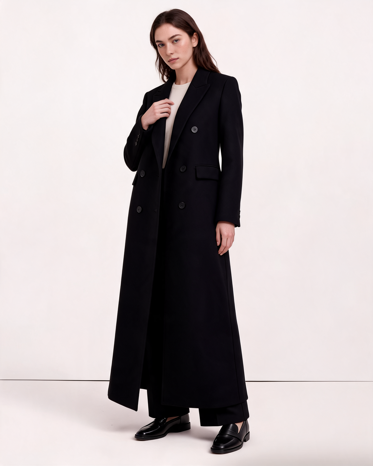 Long Coat – Genevieve Double-Breasted Maxi
