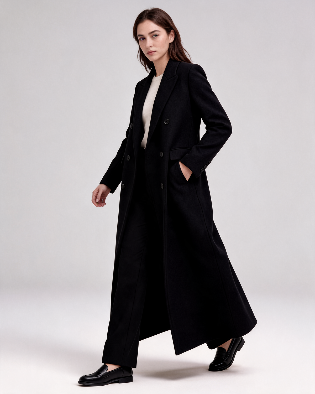 Long Coat – Genevieve Double-Breasted Maxi