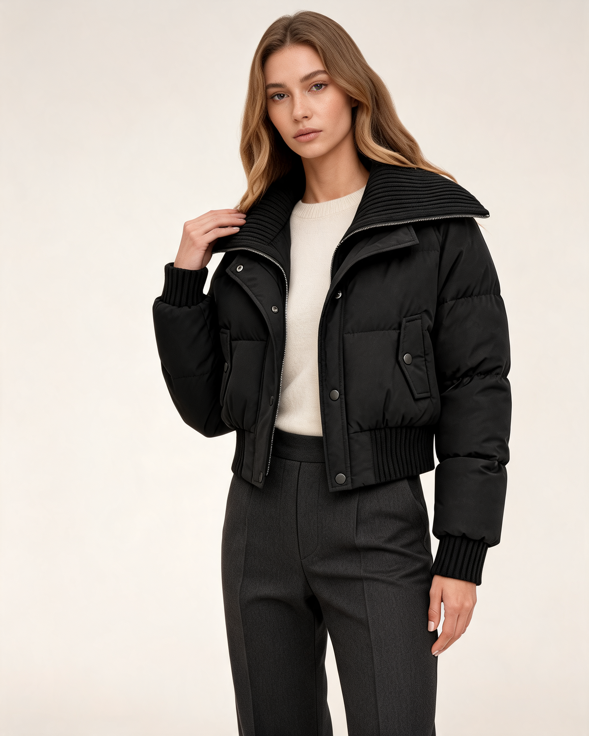 Winter Jacket – Odessa Knit Collar Puffer