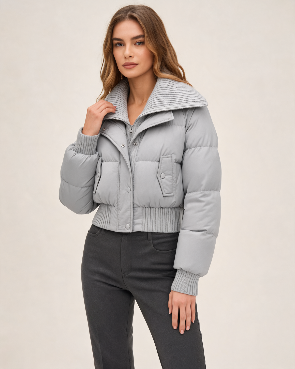 Winter Jacket – Odessa Knit Collar Puffer