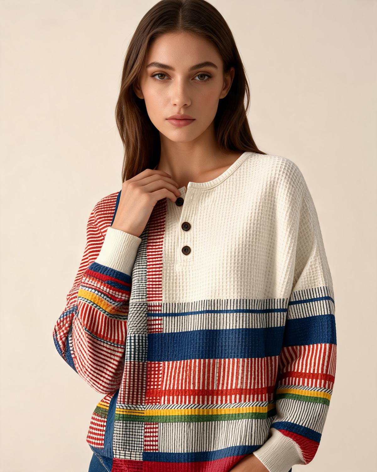 Knit Sweater – Mirelle Waffle Button Front