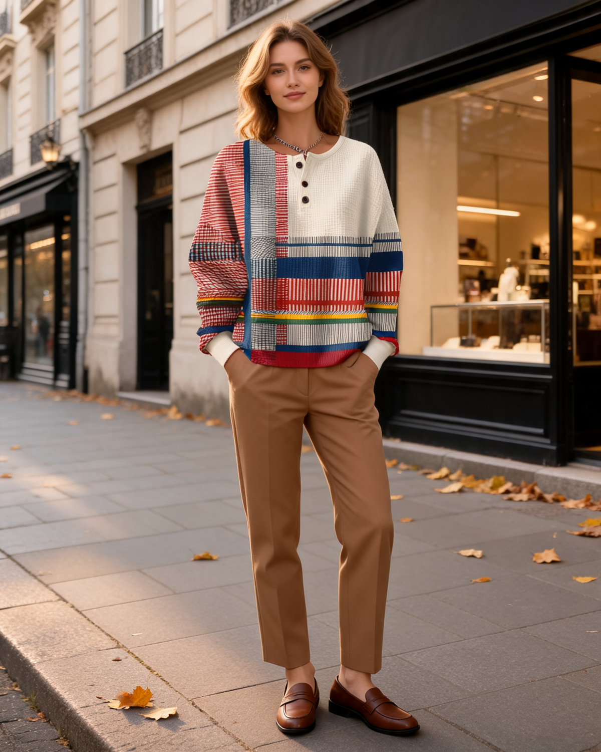 Knit Sweater – Mirelle Waffle Button Front