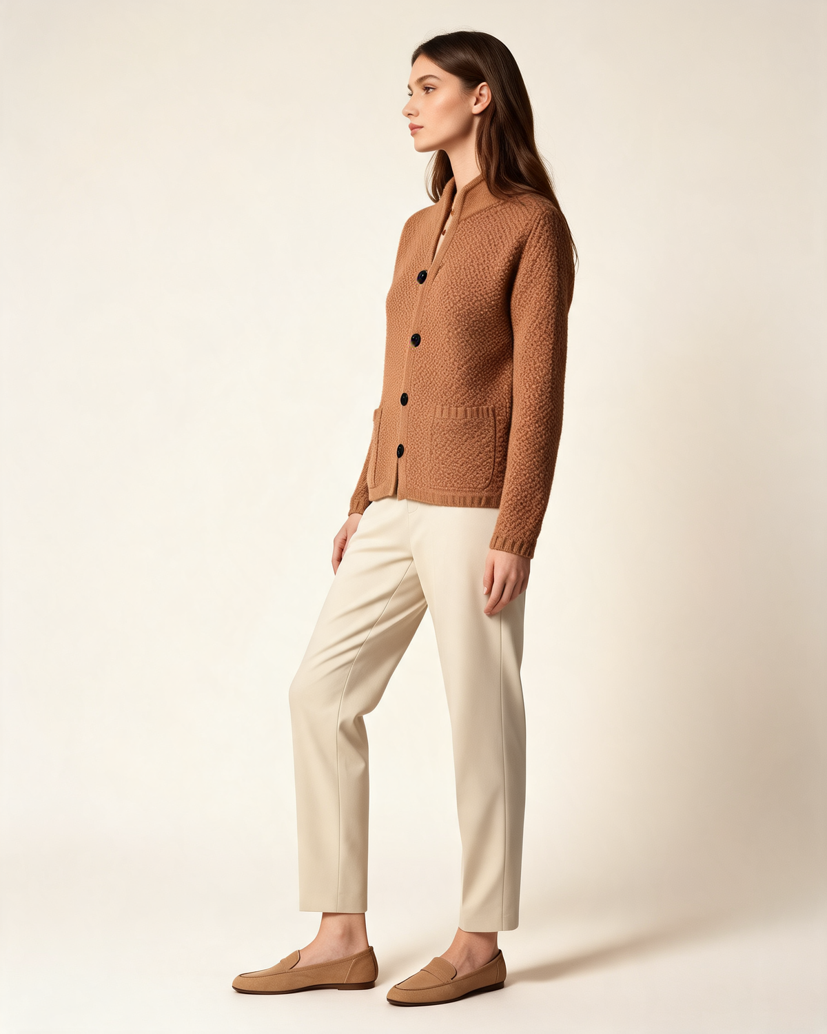 Cardigan – Lucette Open Knit Button Front