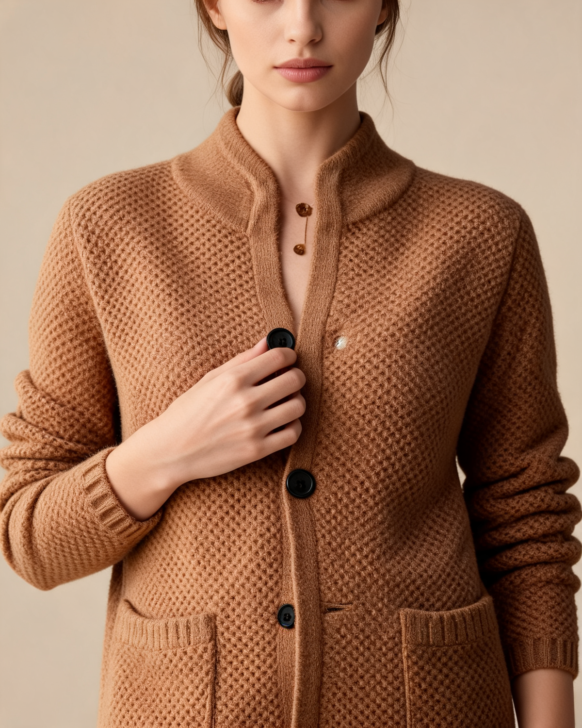 Cardigan – Lucette Open Knit Button Front