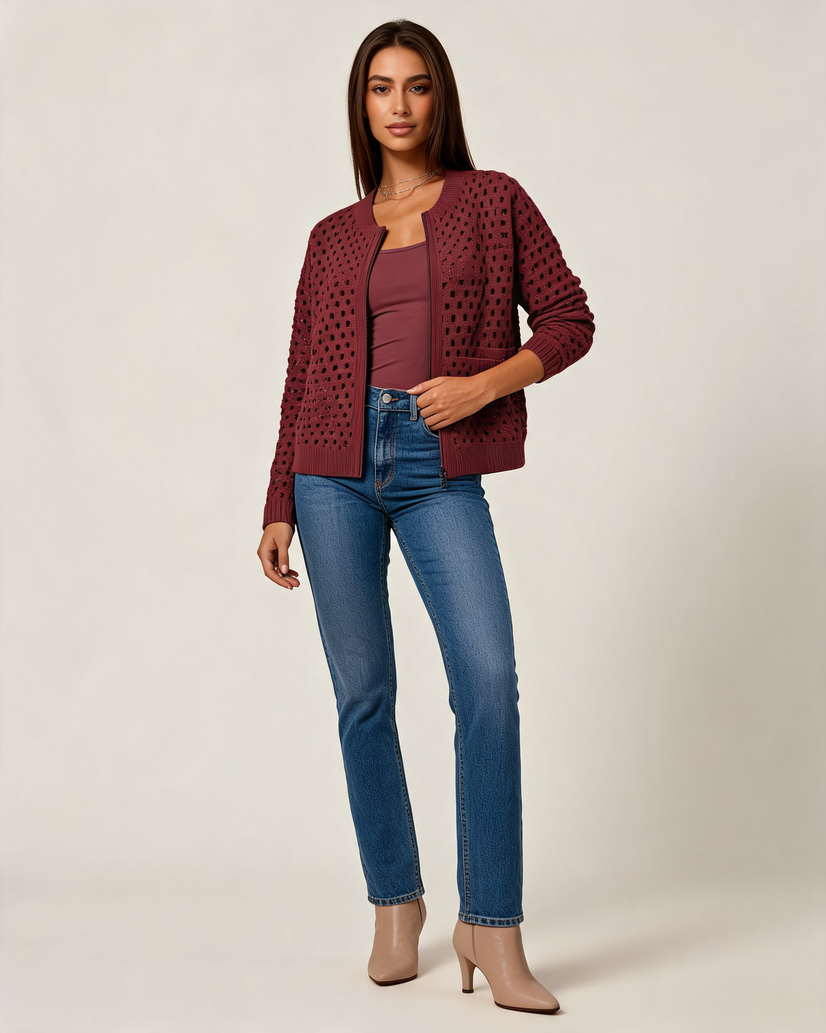 Cardigan – Vianne Zip Front Knit