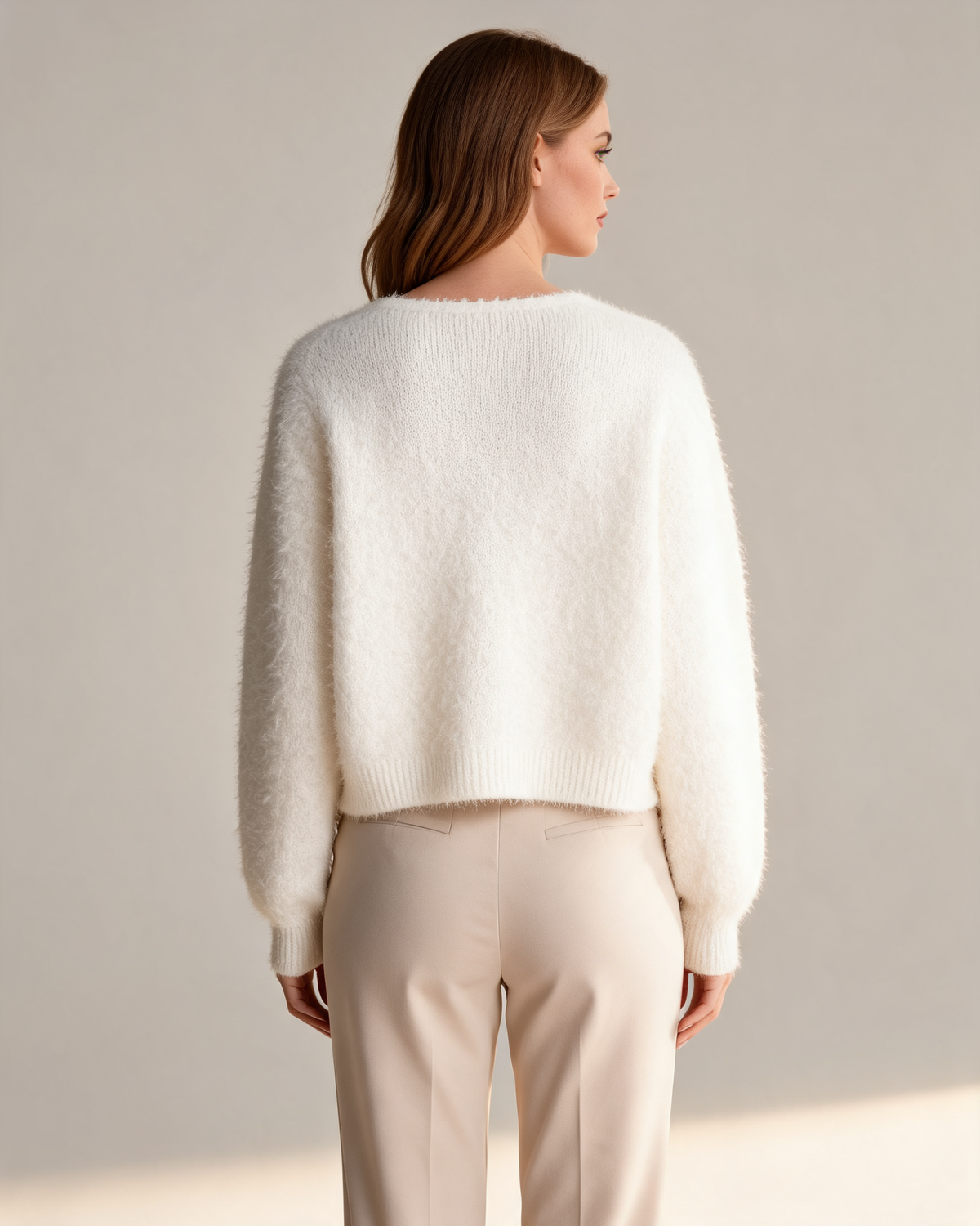 Cardigan | Women’s White Knit Pearl Button Cardigan