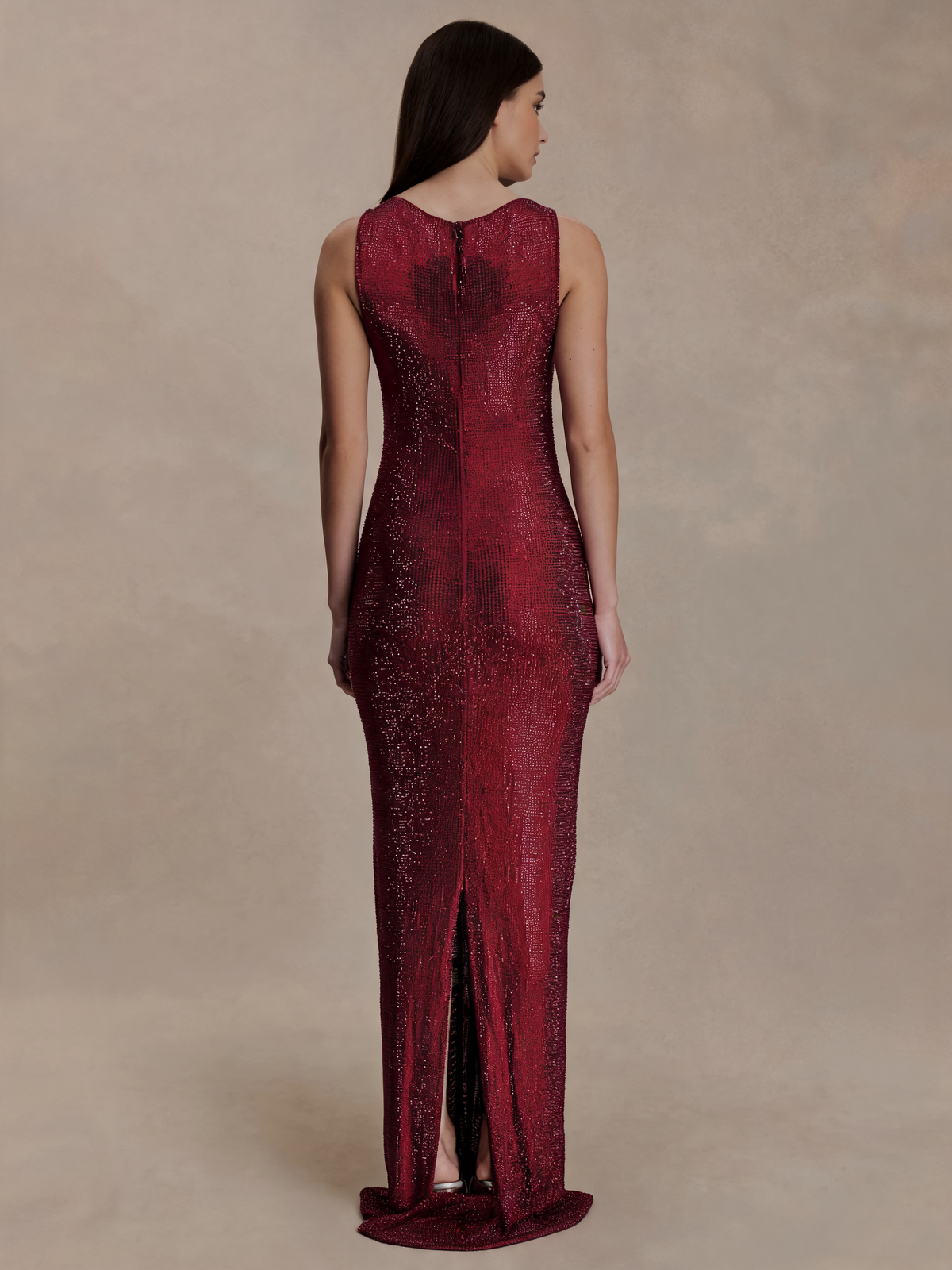 Red dress back view