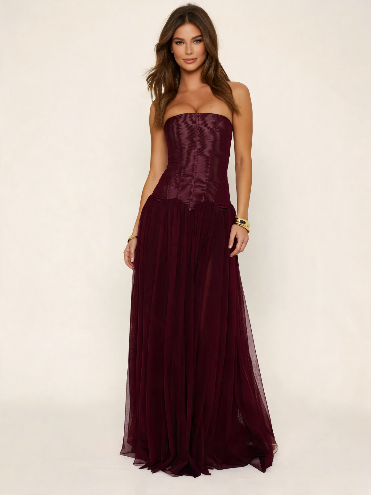Burgundy dress front view