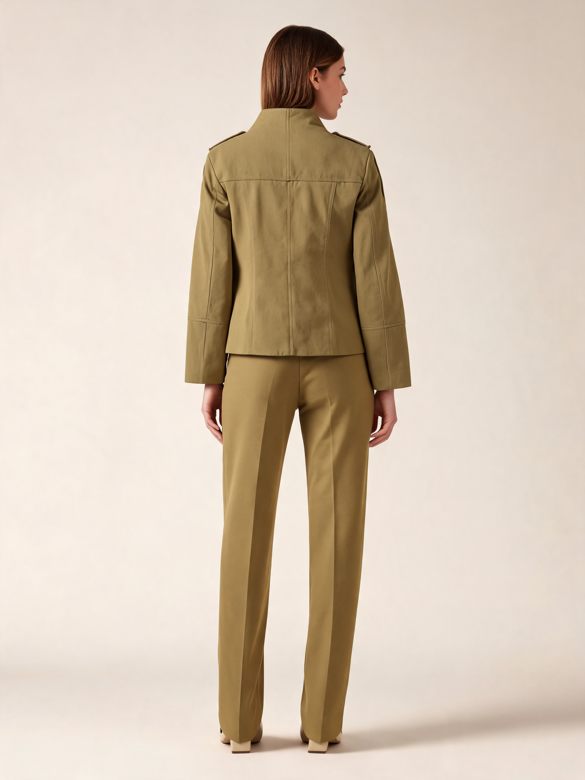 Khaki women's jacket back view