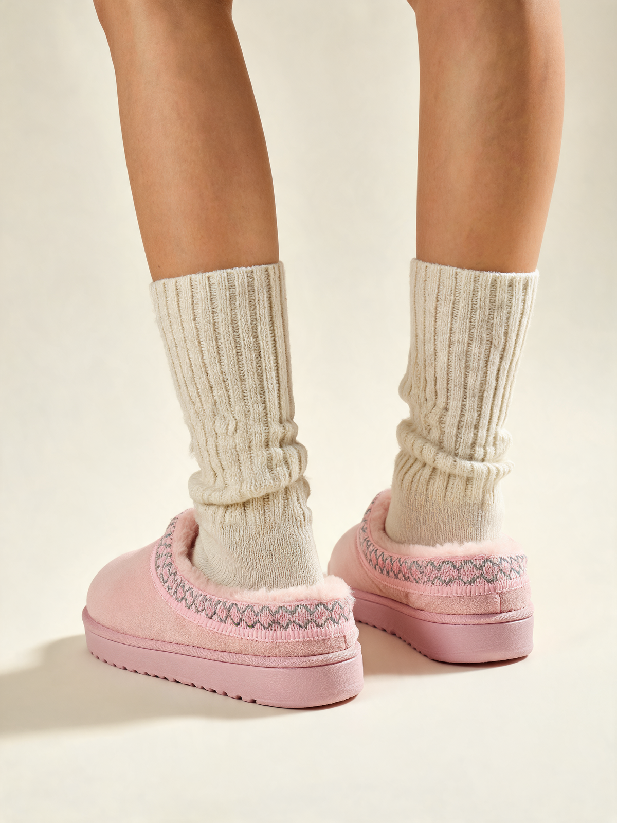 Pink women's slippers back view