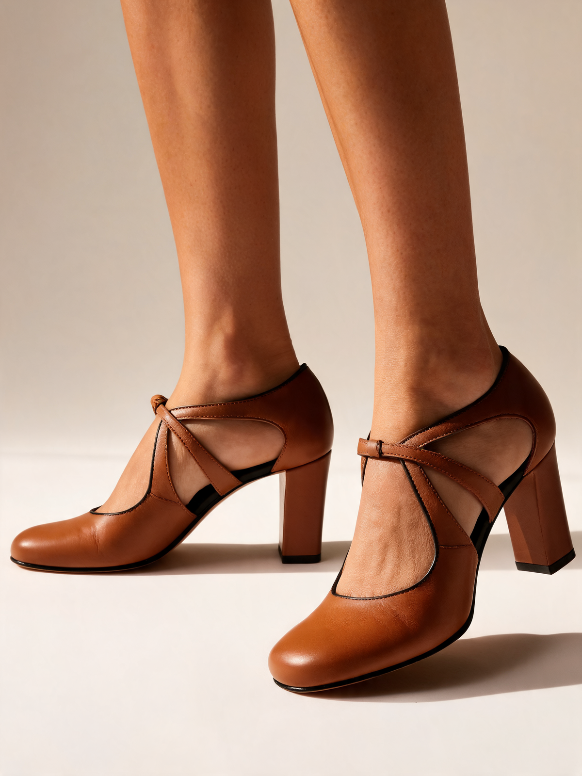 Tan heels close-up
