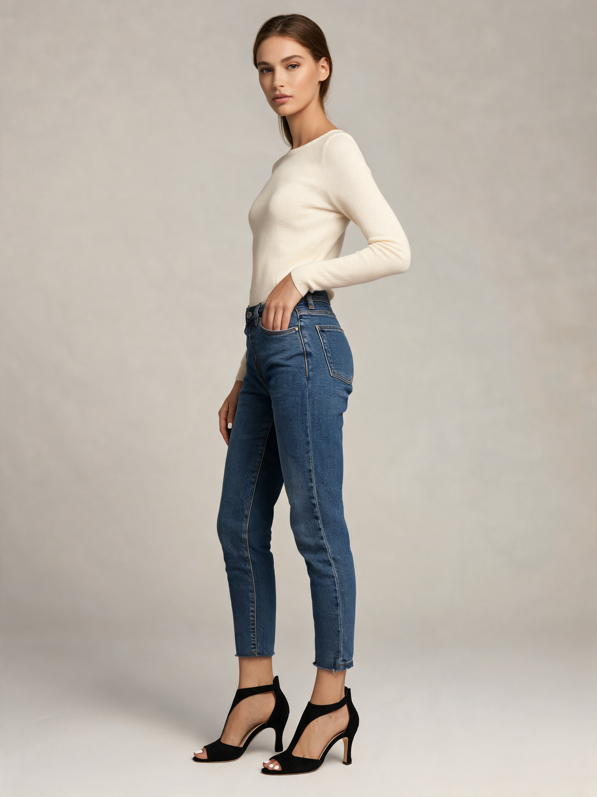 Black heels three-quarter view