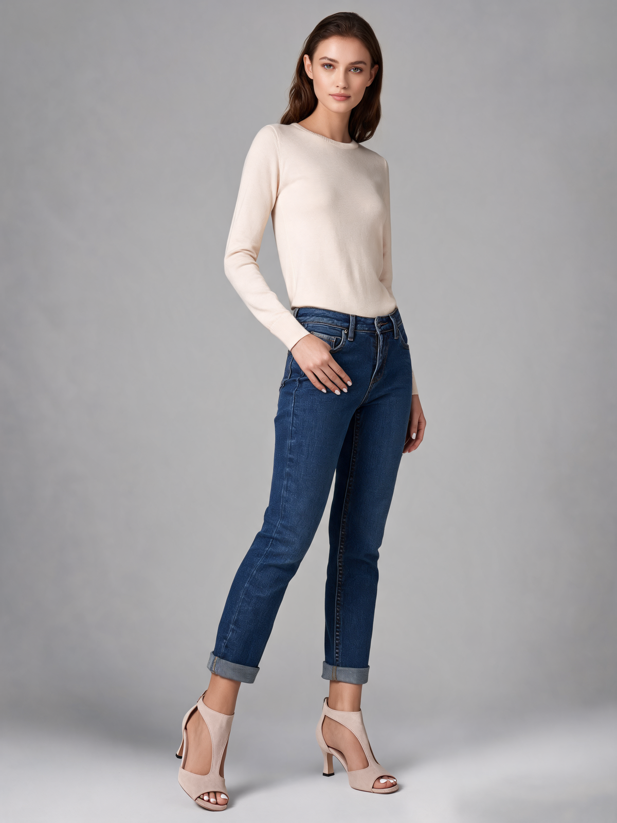 Nude heels three-quarter view