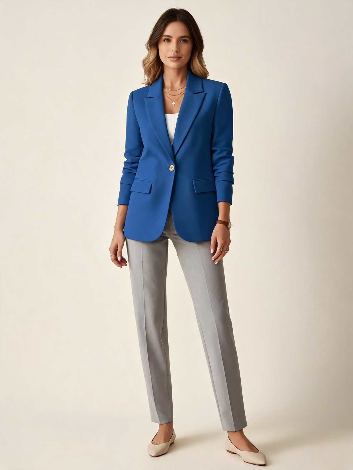 Cobalt Blue women's blazer front view