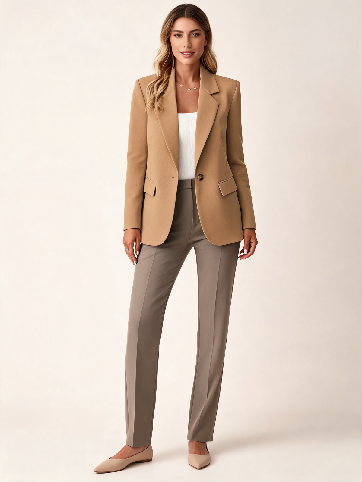 Camel women's blazer front view