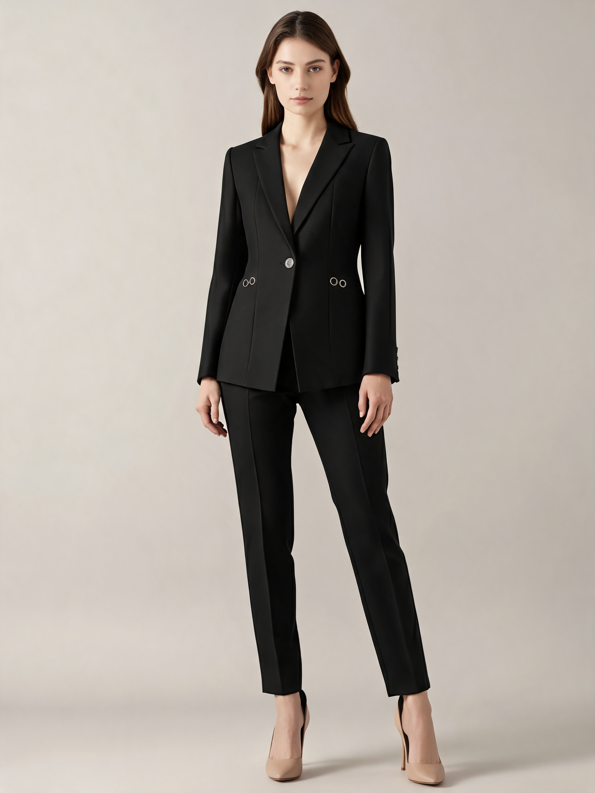 Black women's suit front view