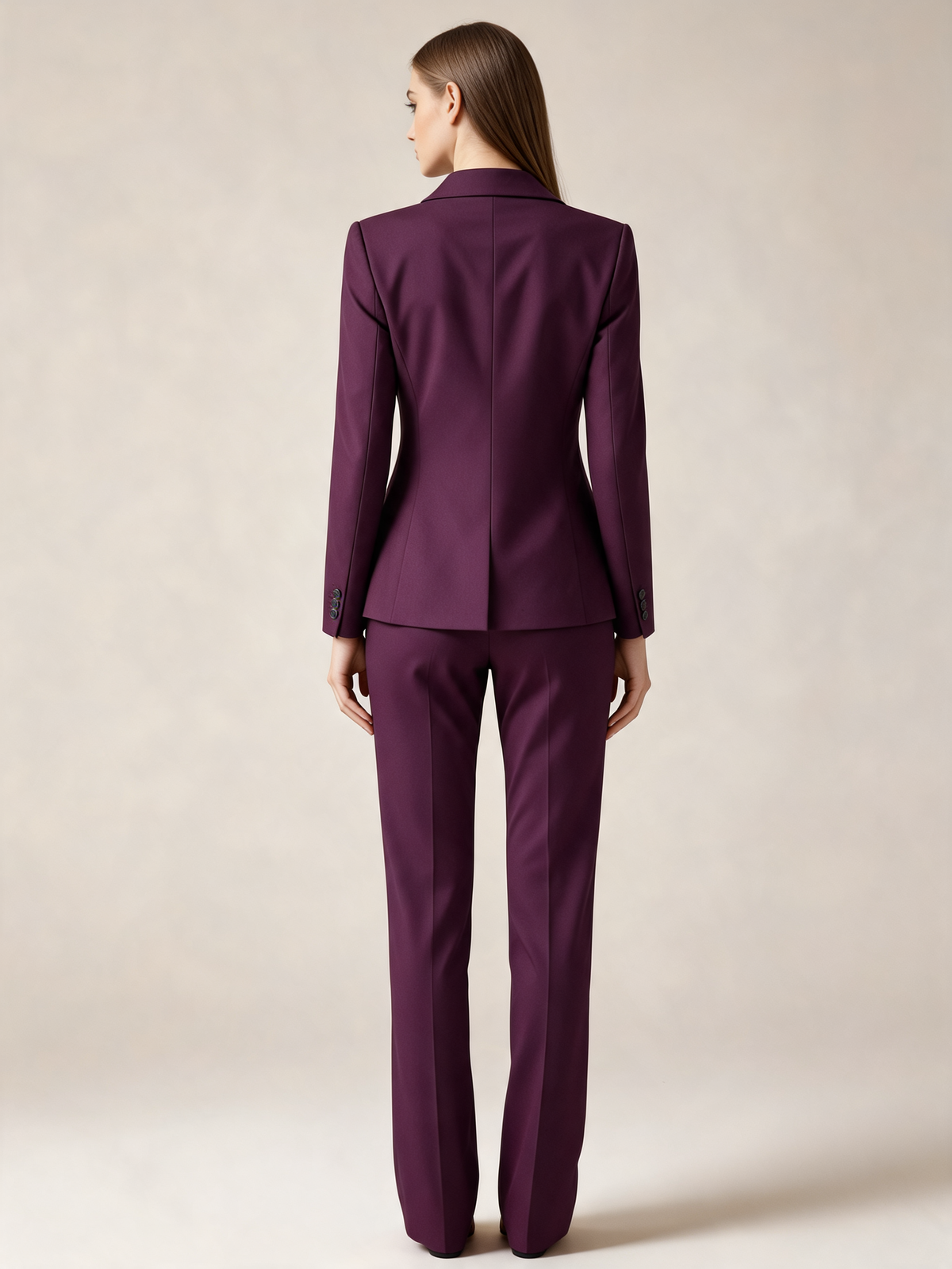 Plum women's suit back view
