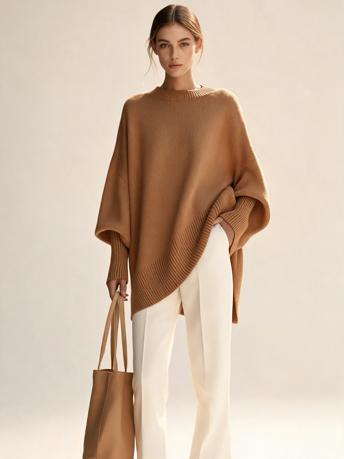 Camel women's jumper three-quarter view