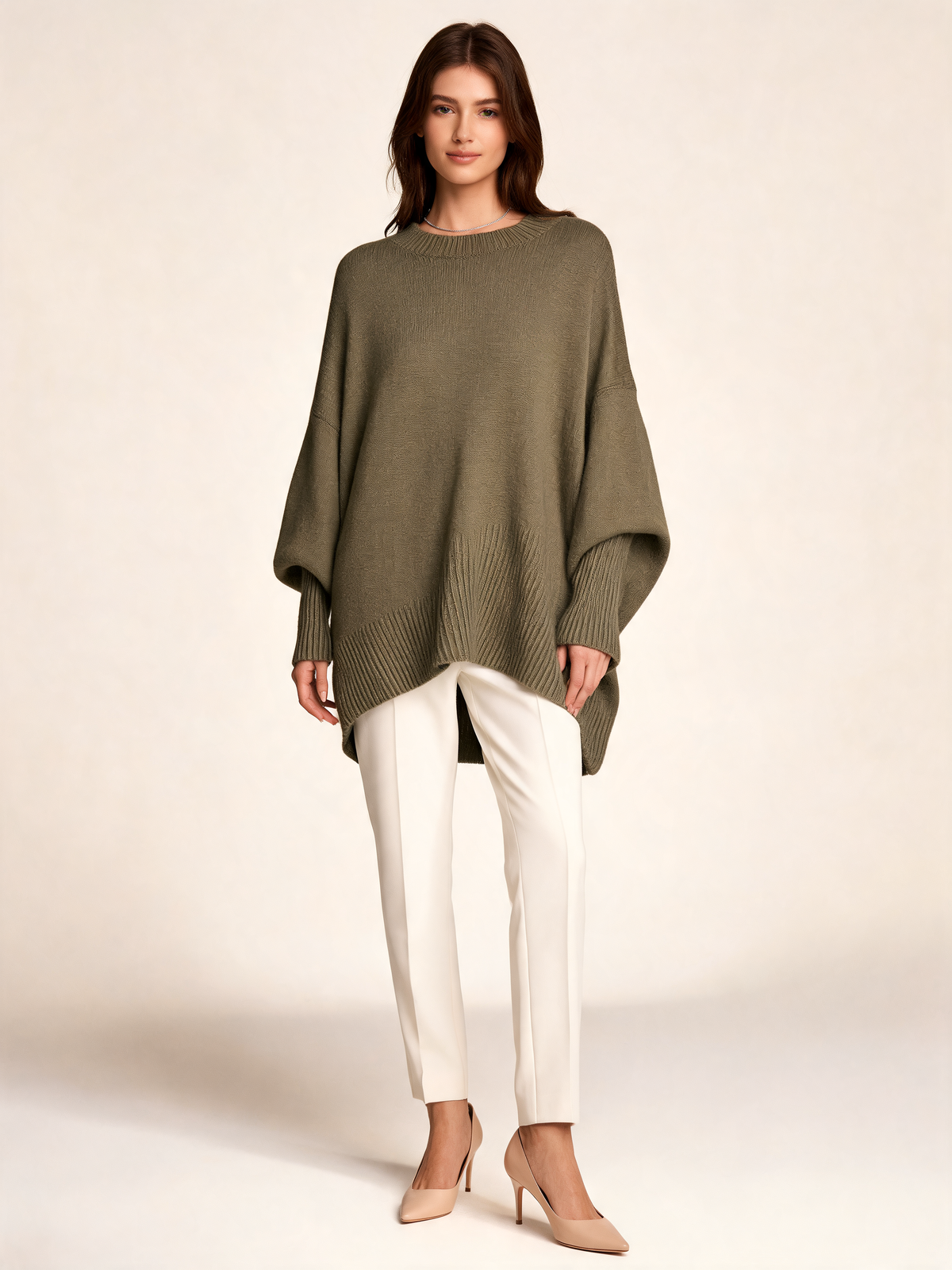 Olive women's jumper front view