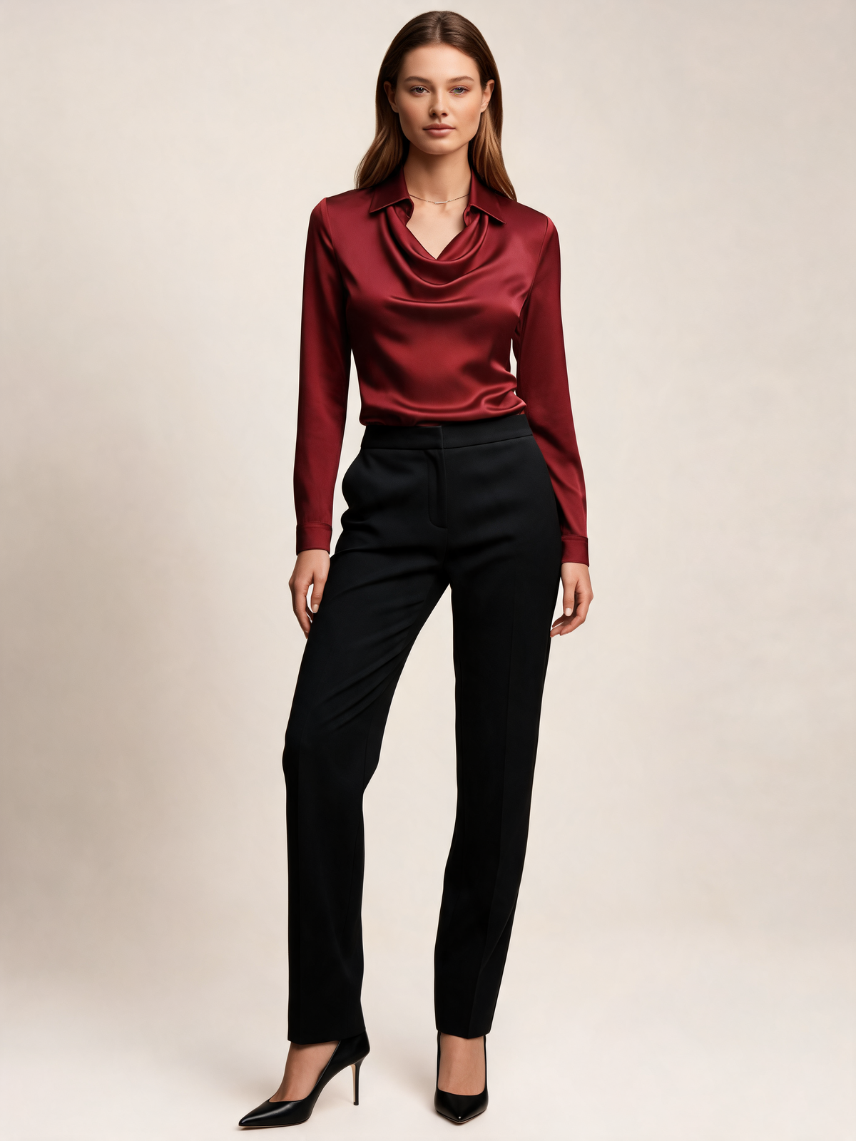 Burgundy blouse front view