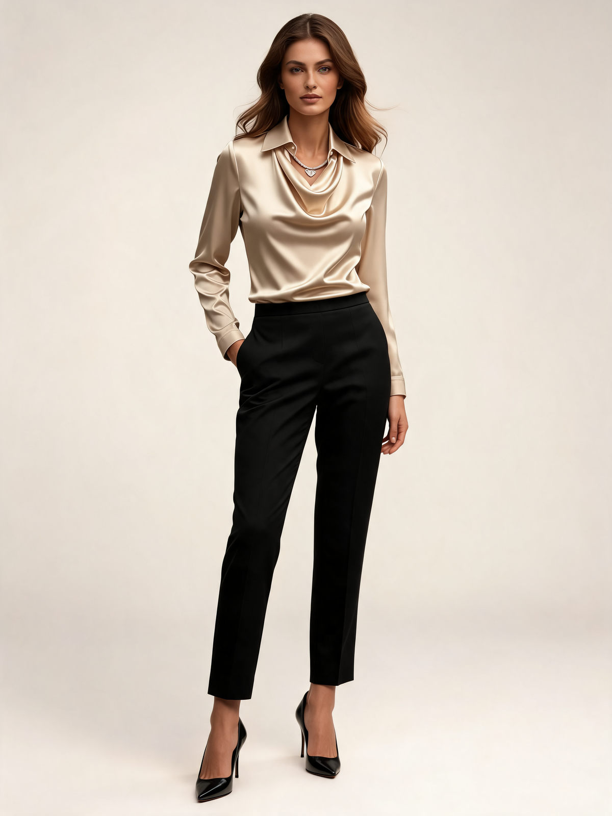 Champagne blouse front view