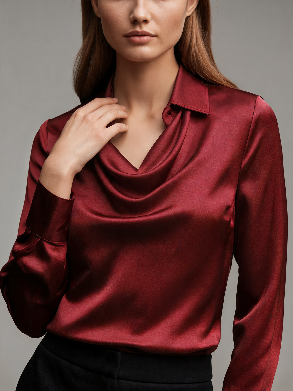 Burgundy blouse close-up