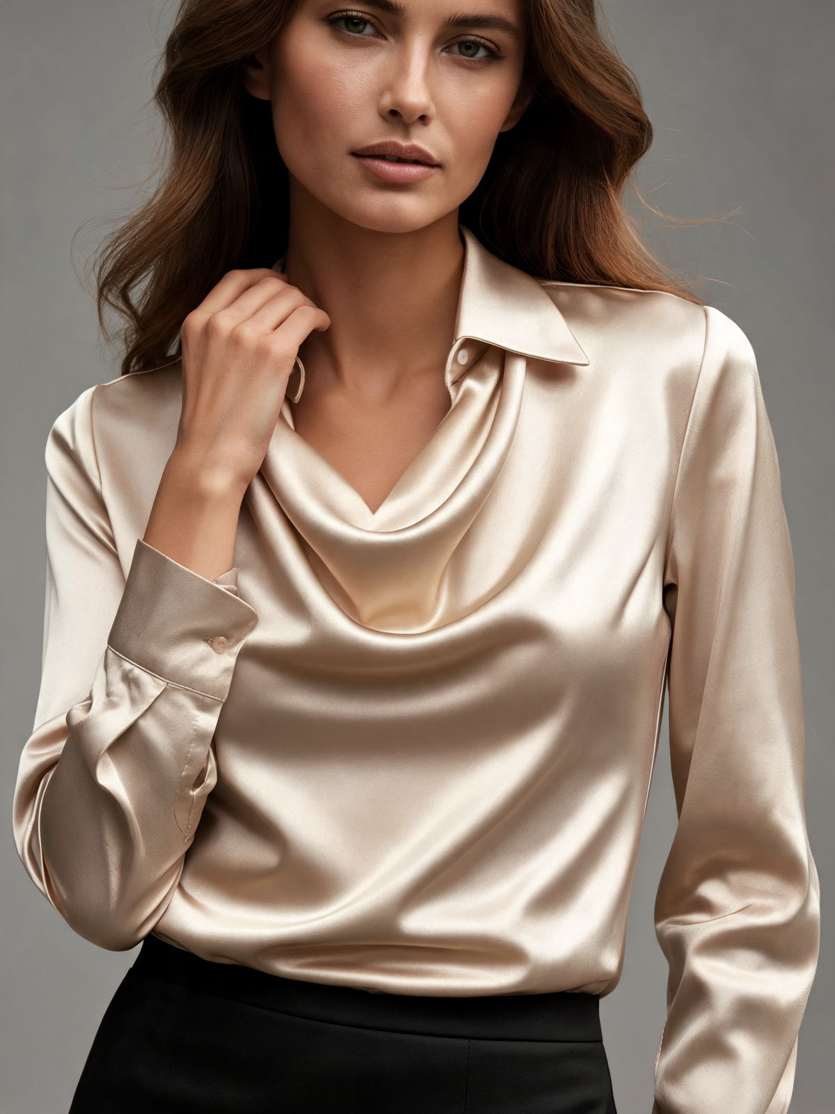 Champagne blouse close-up