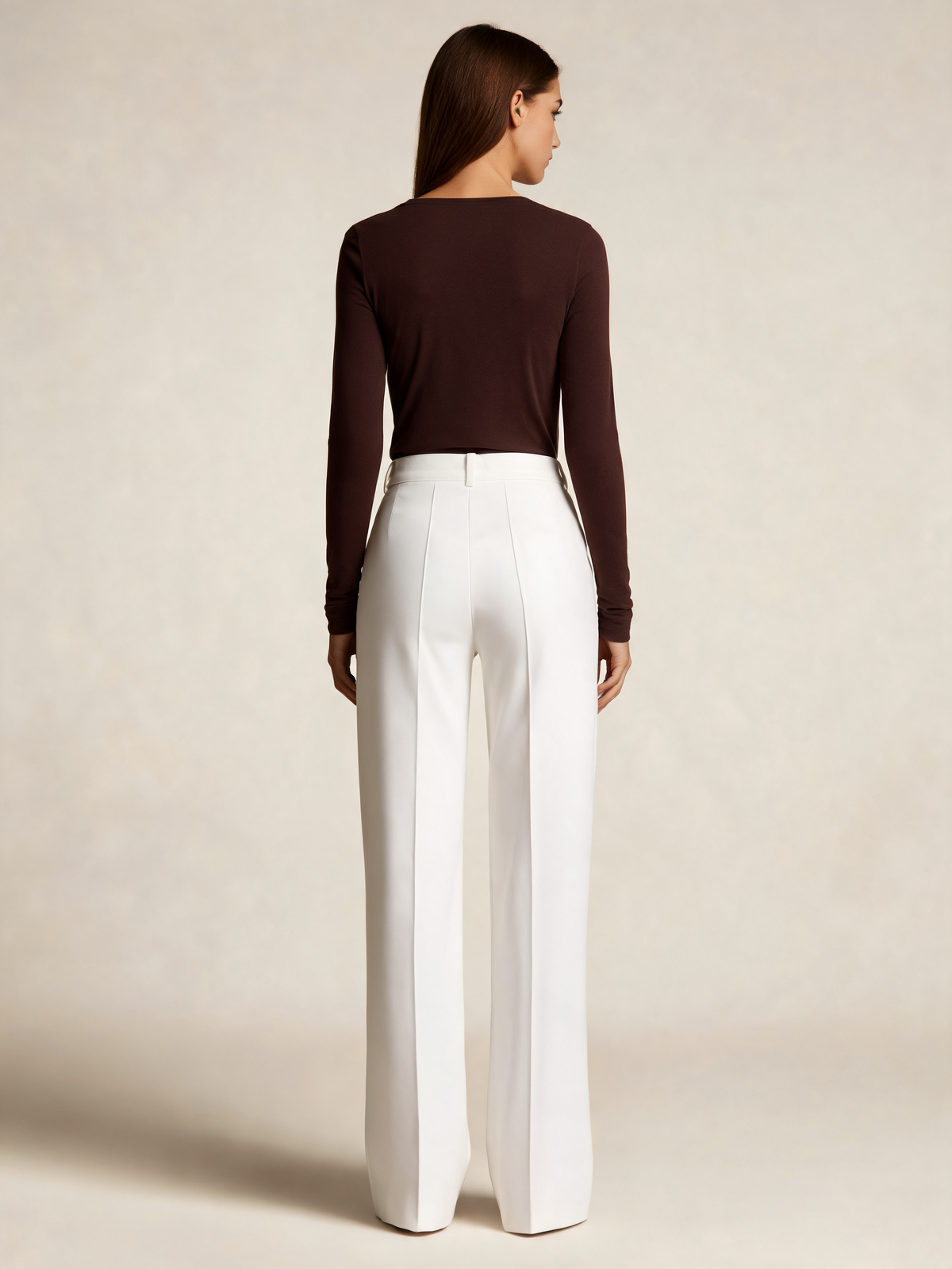 White wide leg trousers back view