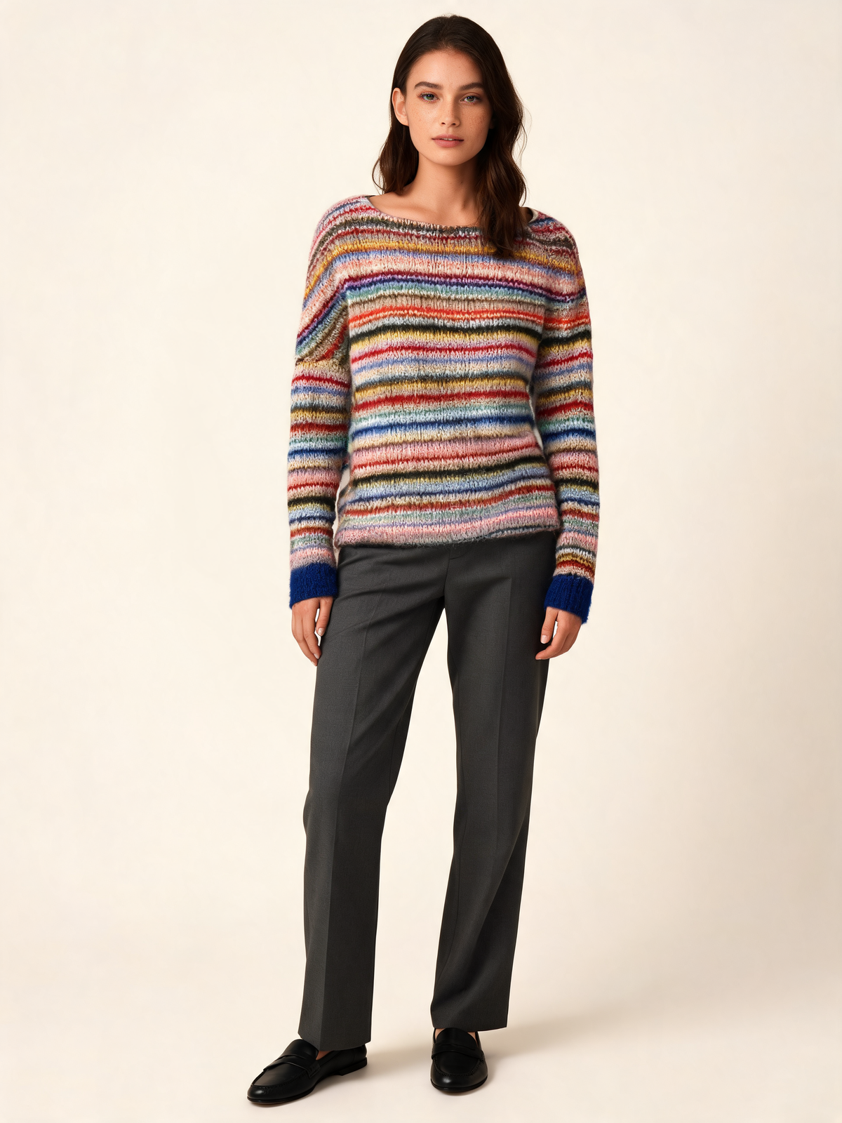 Multicolour stripe jumper – front view