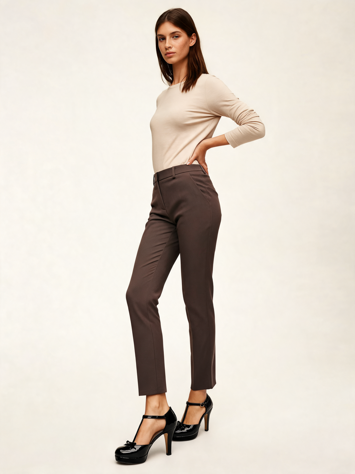 Black platform heels with T-bar strap – three-quarter view