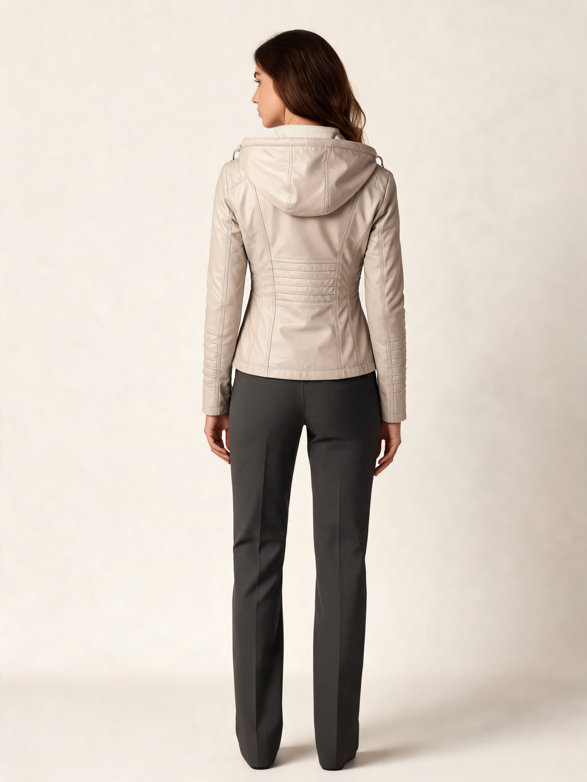 Cream women's jacket – back view
