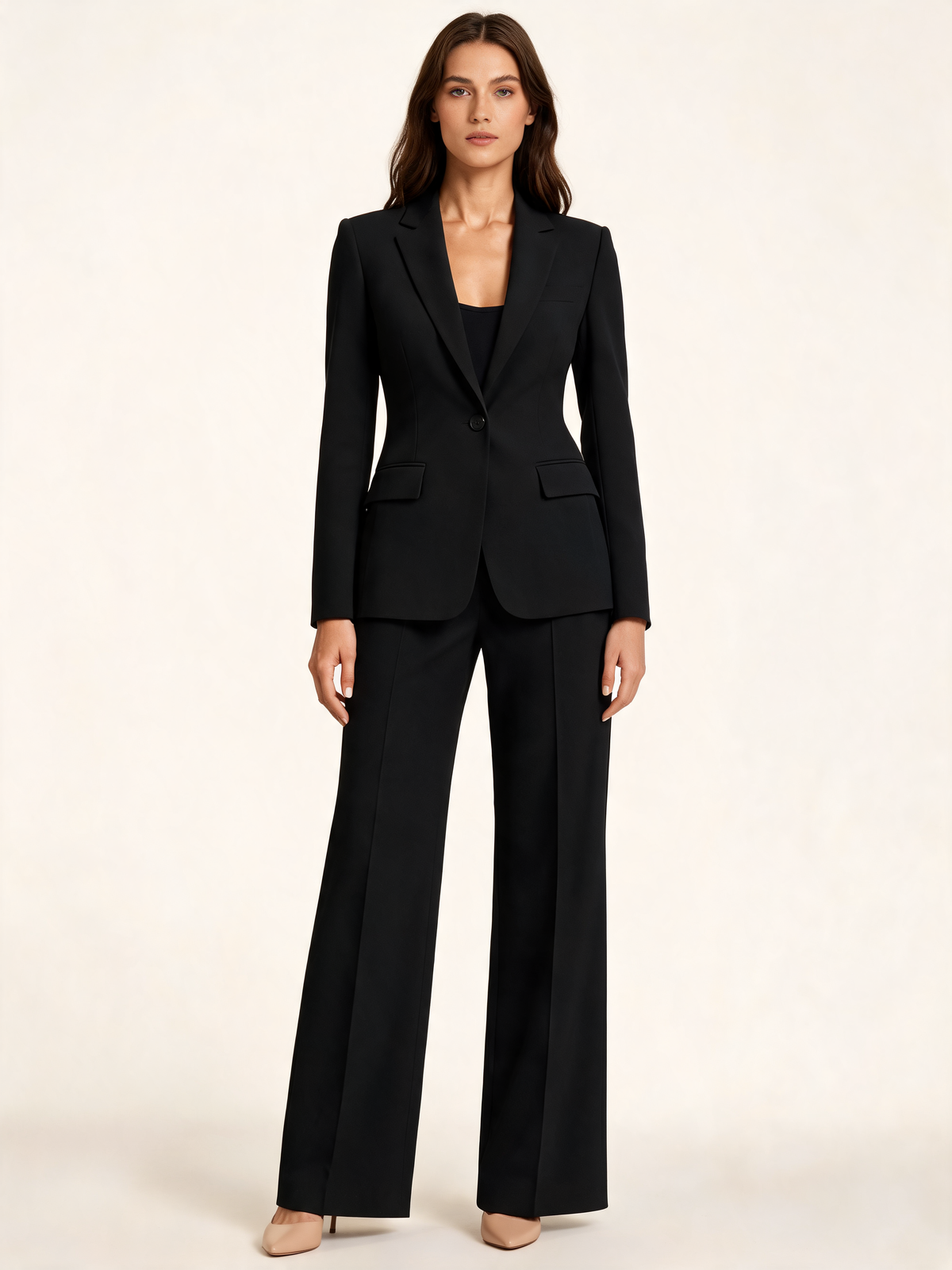 Black trouser suit – front view