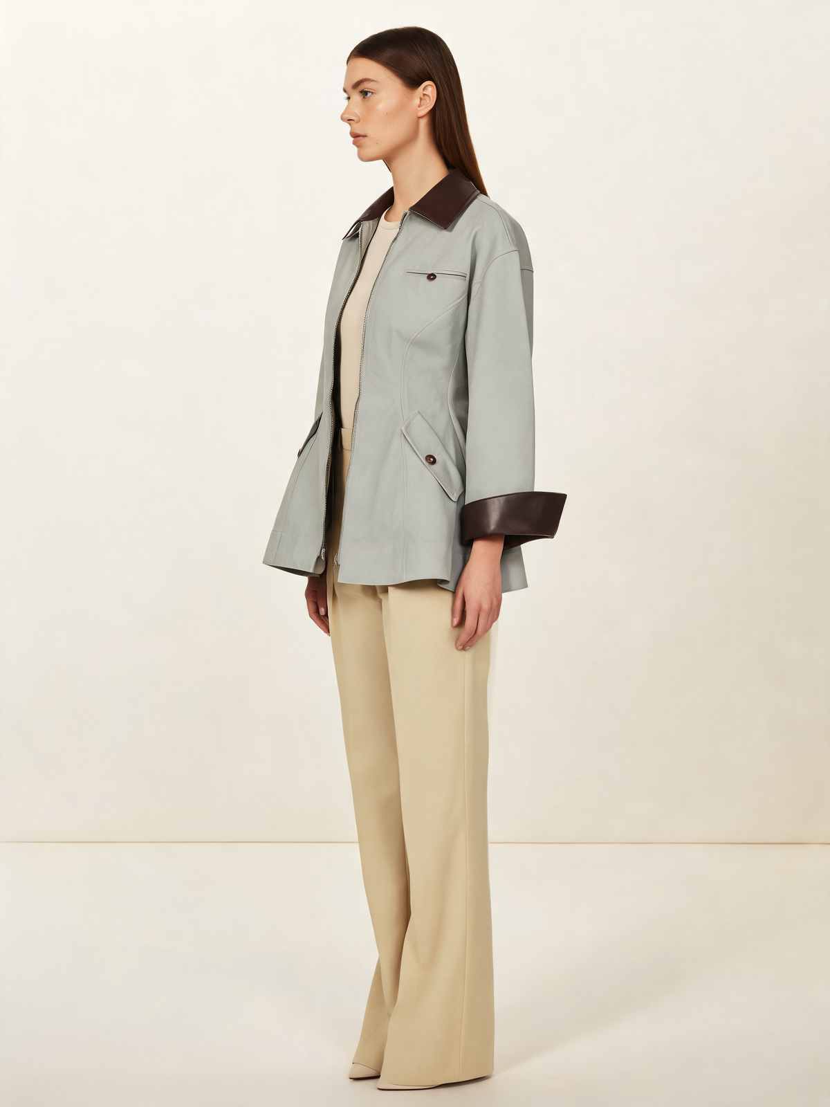 Sage grey womens jacket side view