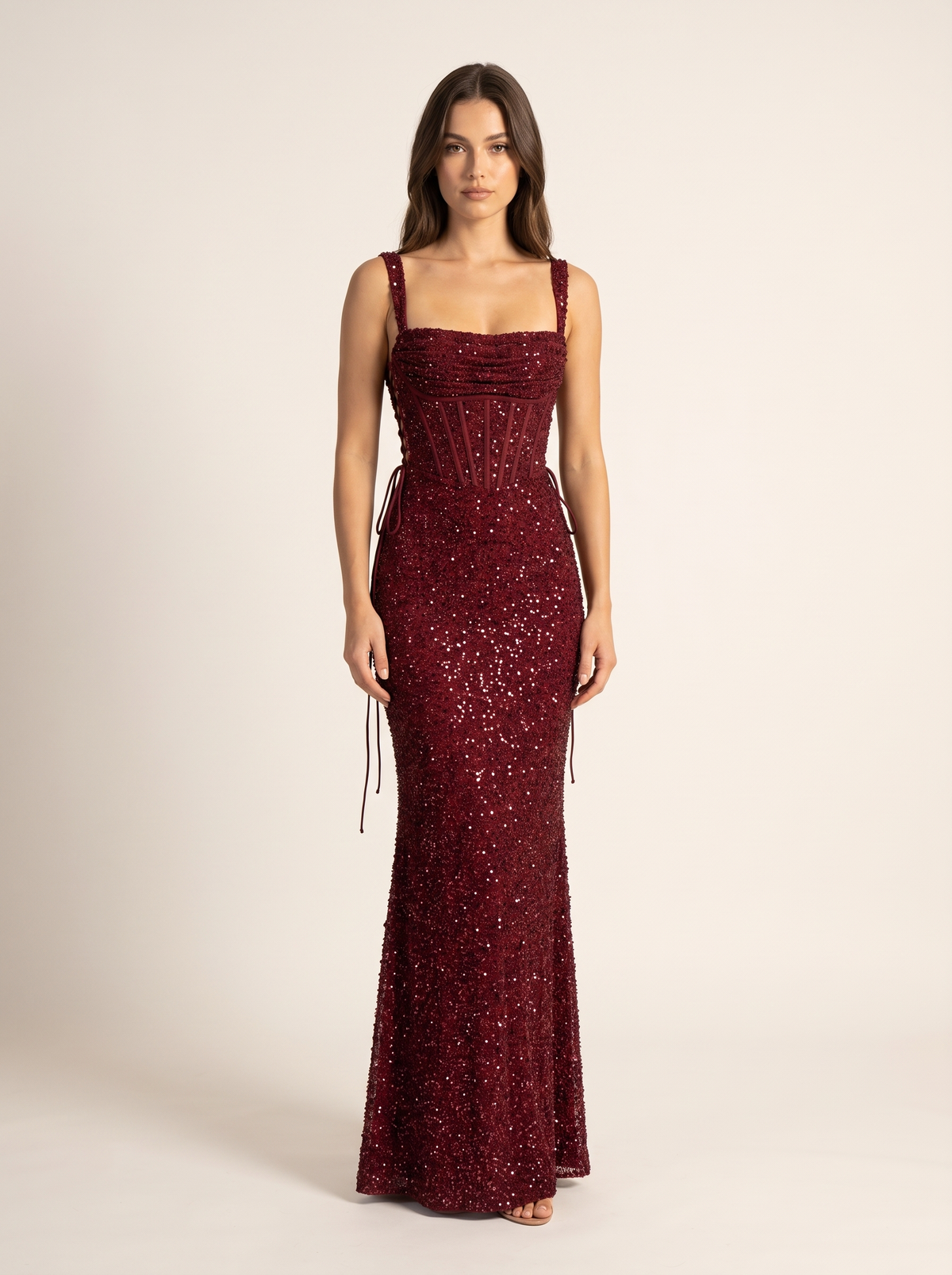 burgundy dress front view