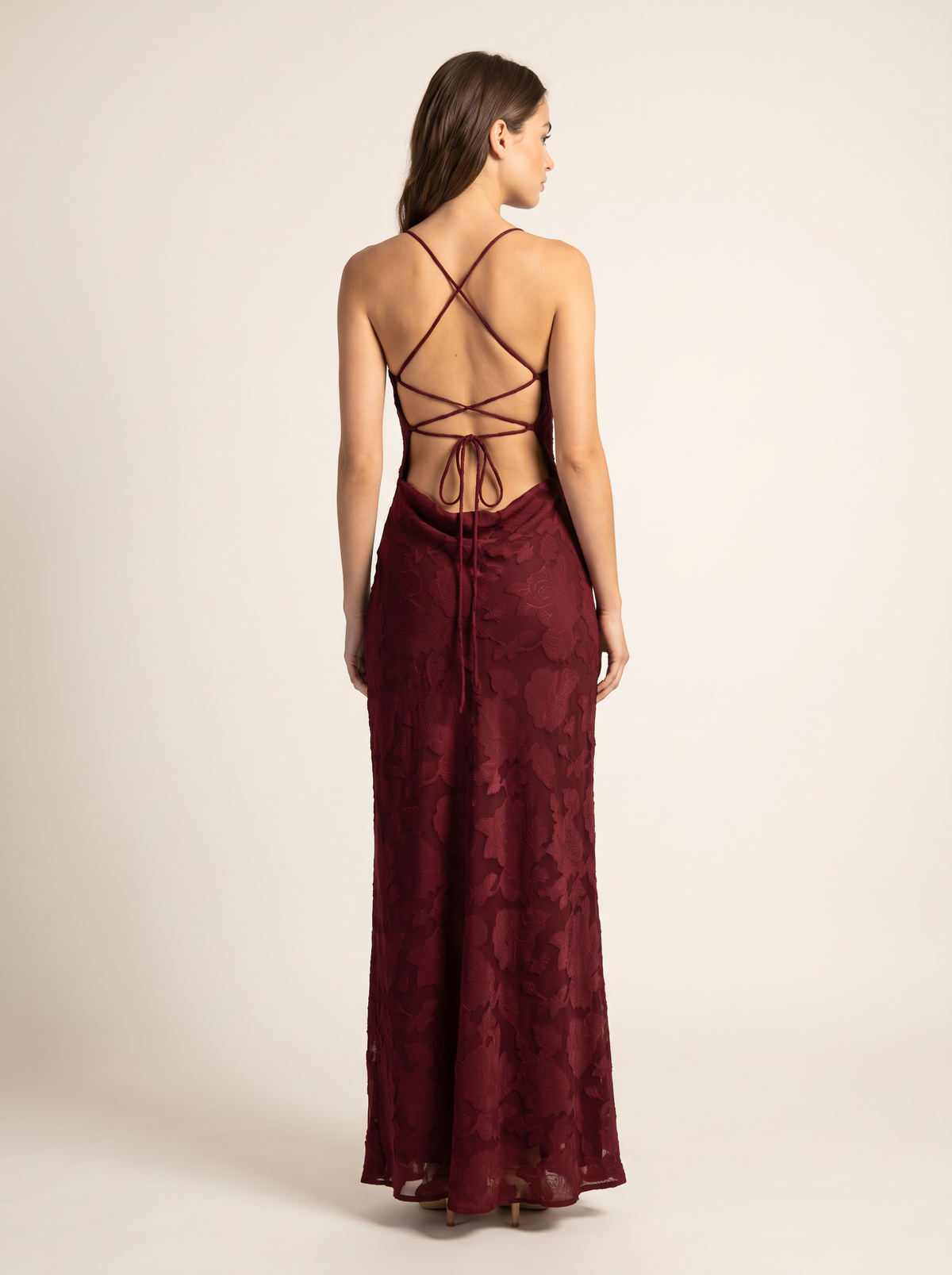burgundy dress back view