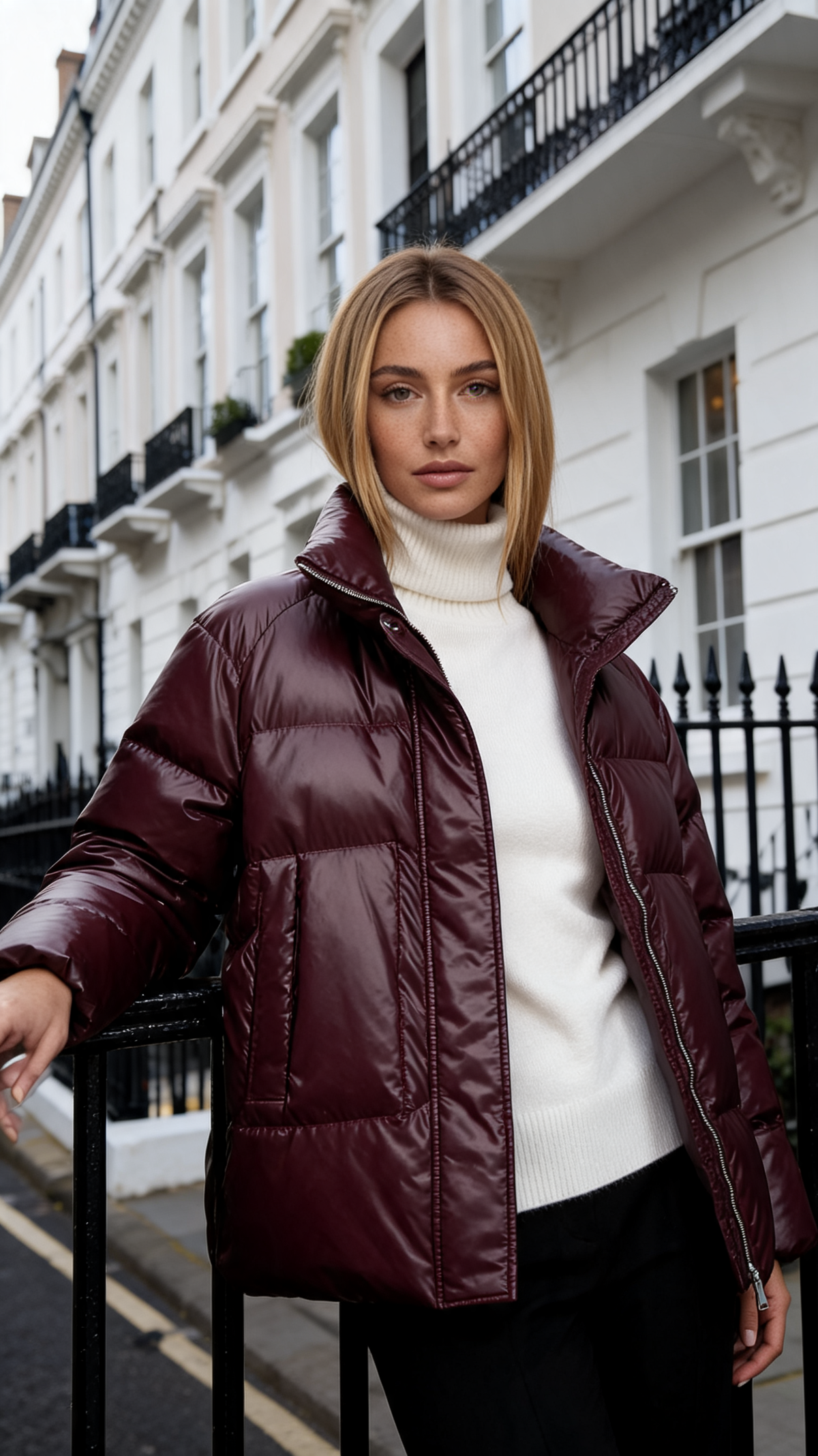 Siena Burgundy Shiny Puffer Jacket