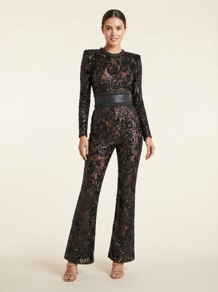 Rosalind Black Lace Evening Jumpsuit