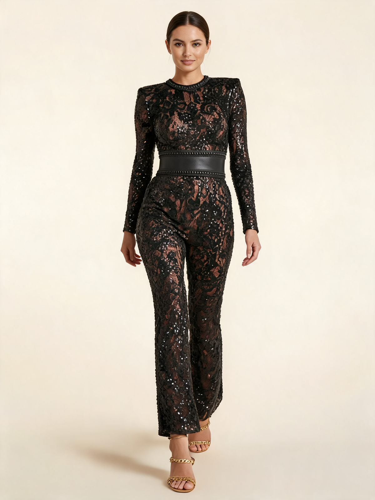 Rosalind Black Lace Evening Jumpsuit