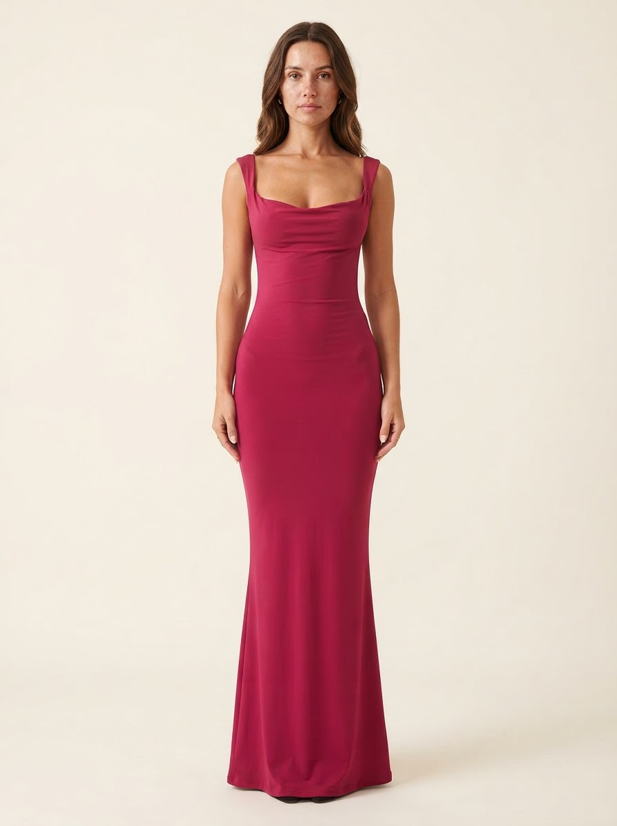 Scarlett Deep Red Cowl Maxi Dress