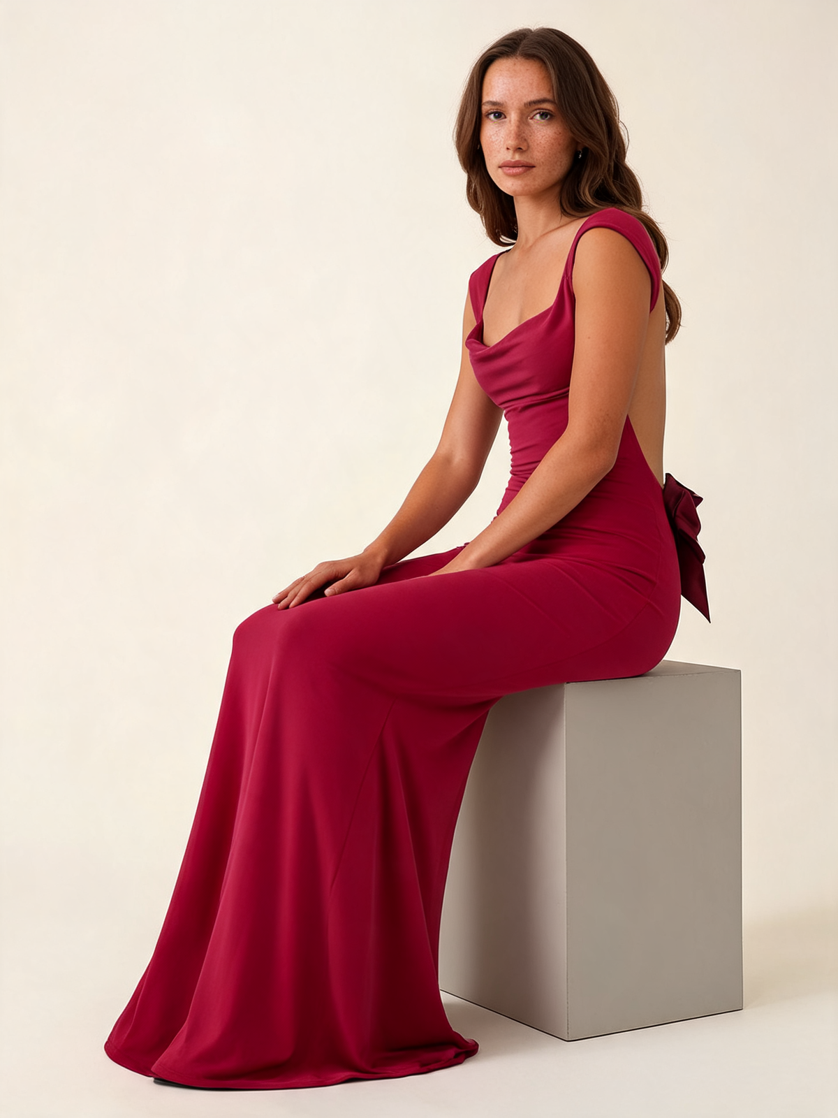 Scarlett Deep Red Cowl Maxi Dress