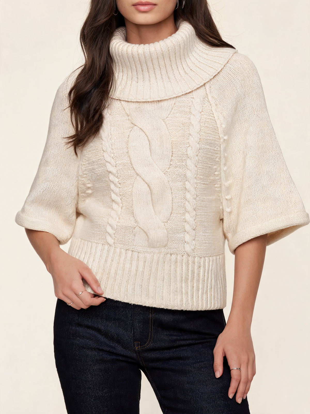 Hazel Cable Knit Turtleneck Jumper